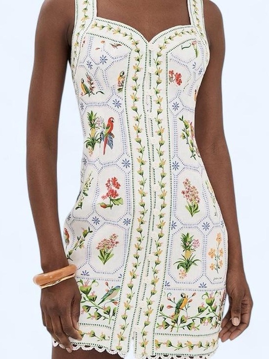 FARM Rio Dresses & Skirts - FARM RIO - TROPICAL PORCELAIN OFF WHITE MINI DRESS